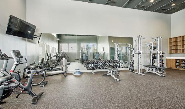 a room with exercise equipment